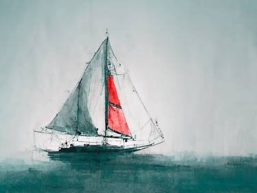Original Modern Sailboat Digital by Erkan Cerit