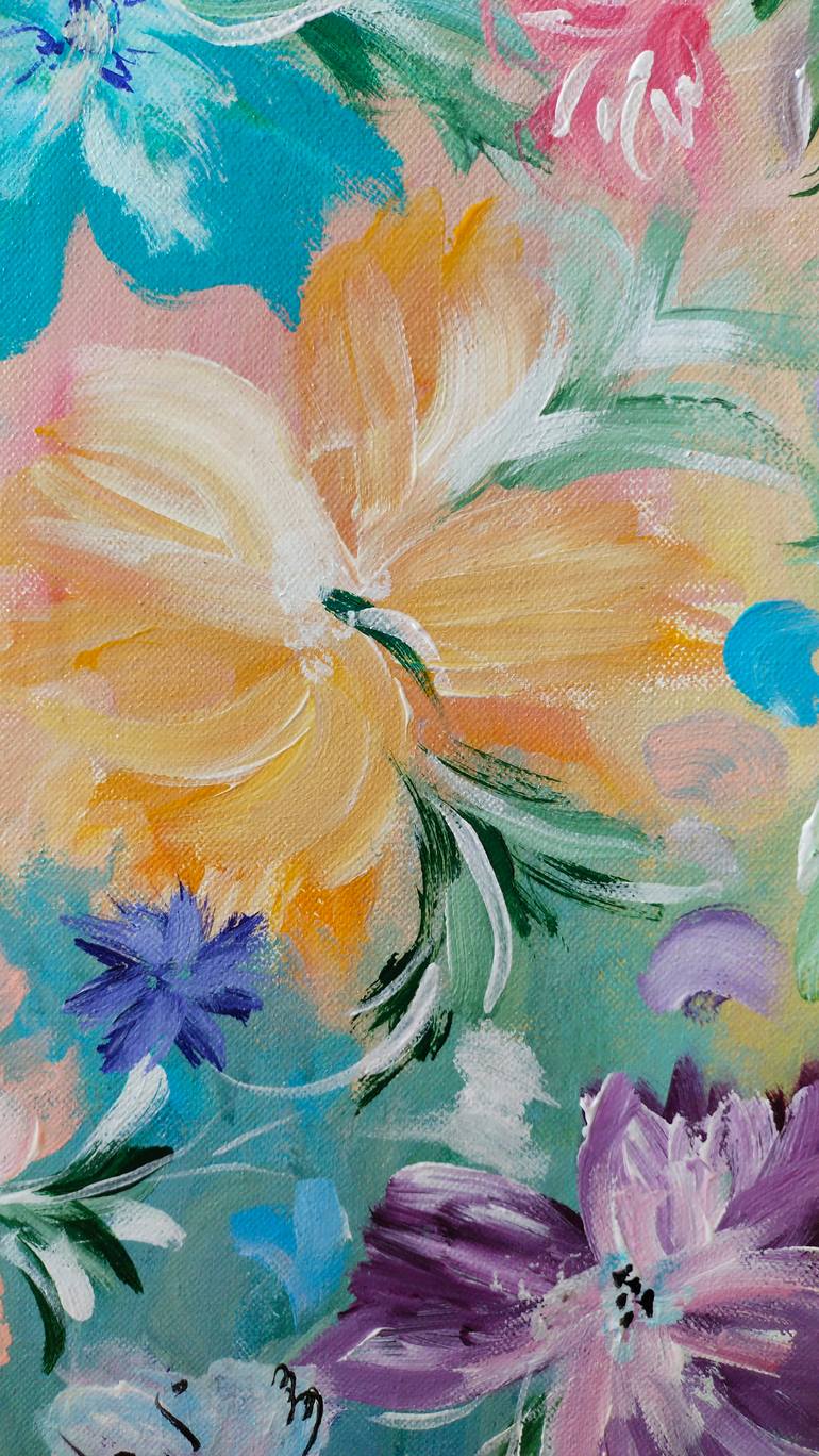 Original Abstract Expressionism Floral Painting by Hardeep Kaur