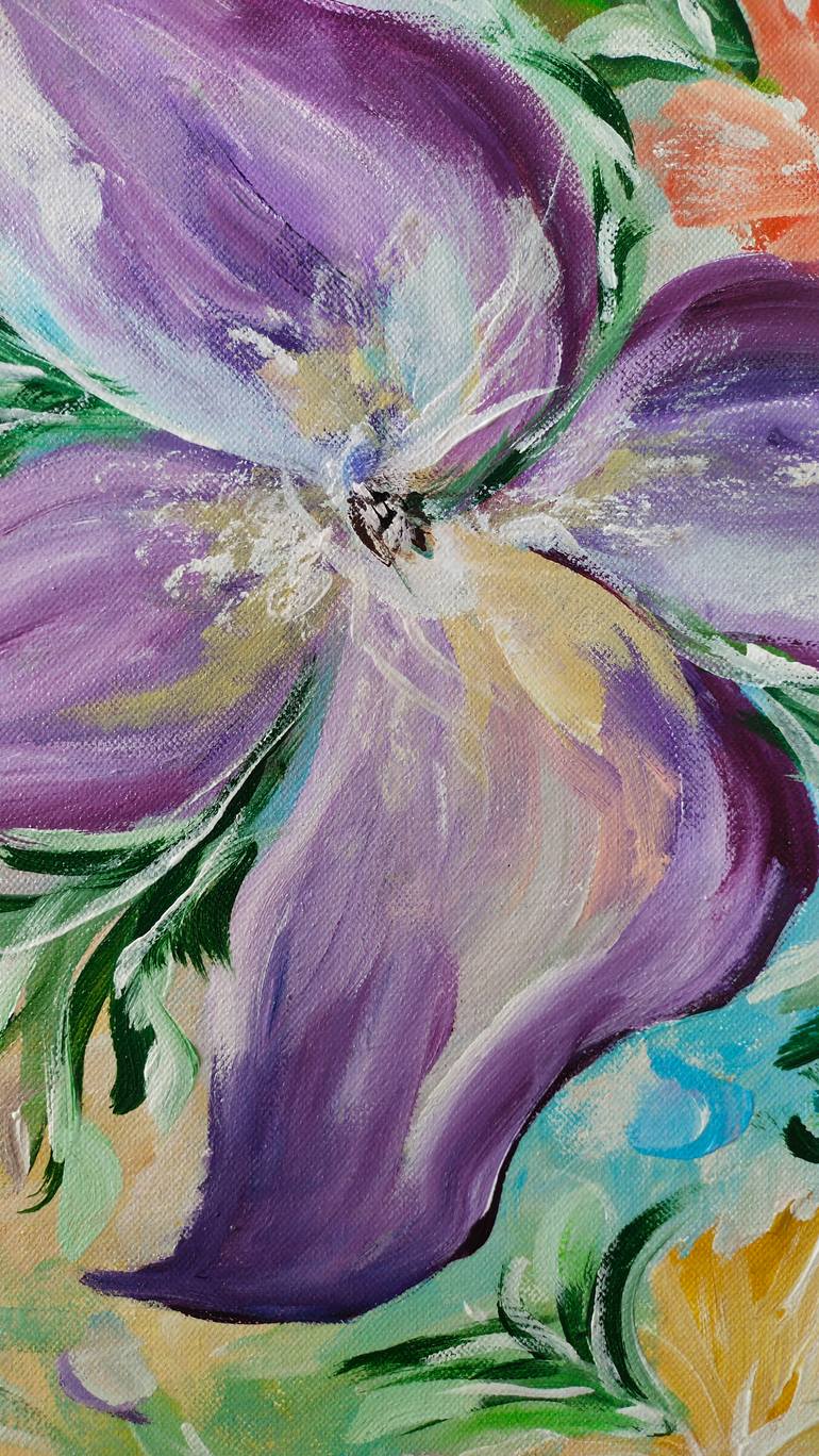 Original Abstract Expressionism Floral Painting by Hardeep Kaur