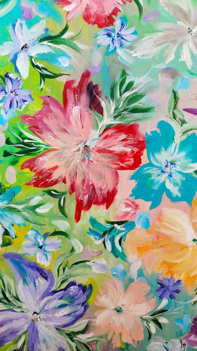 Original Abstract Expressionism Floral Painting by Hardeep Kaur