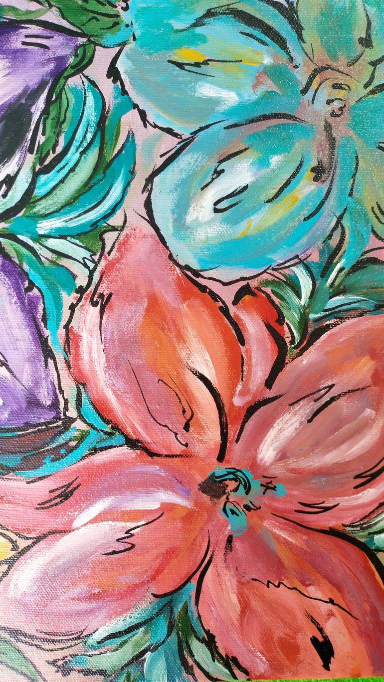 Original Abstract Expressionism Floral Painting by Hardeep kaur