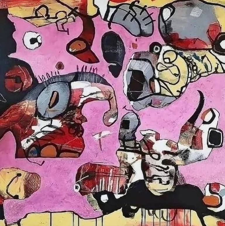Original Dada Abstract Painting by Hector Glez