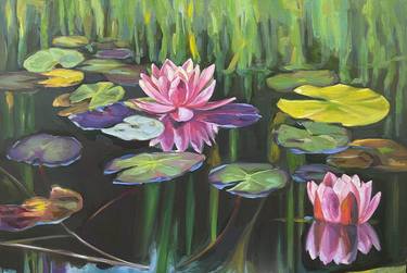 Colorful pond Water lilies 72.7 cm/50 cm thumb