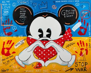 Make love, not war! Mickey Mouse Pop Art Painting thumb