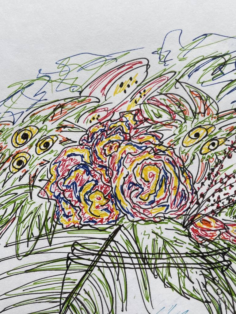 Original Abstract Floral Drawing by Jack Blanker