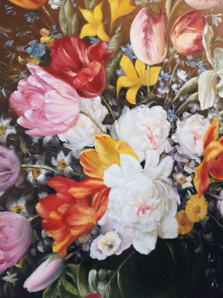 Original Abstract Floral Painting by Diana Serviene