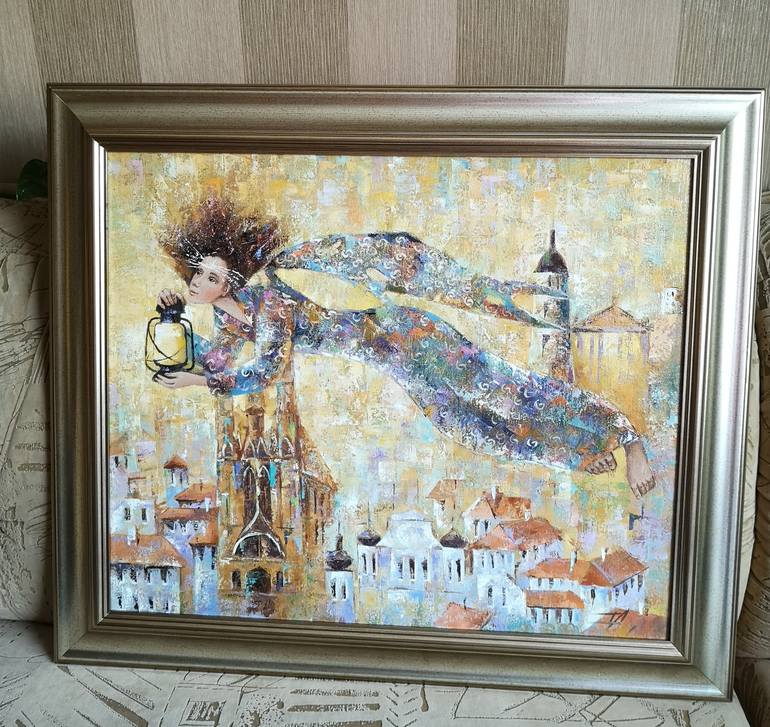 Original Art Deco Landscape Painting by Diana Serviene