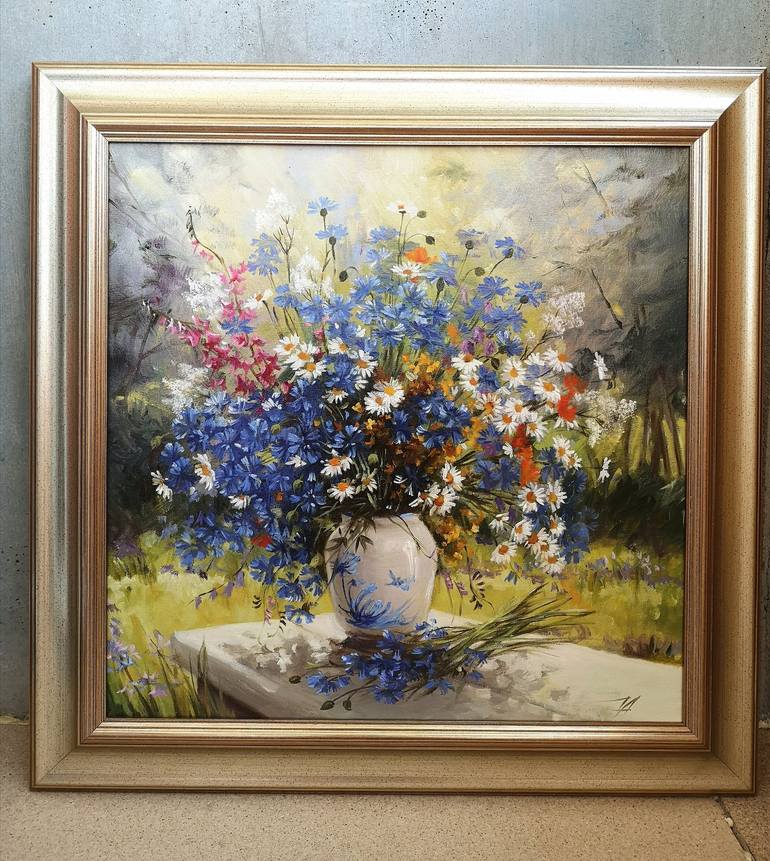 Original Photorealism Floral Painting by Diana Serviene