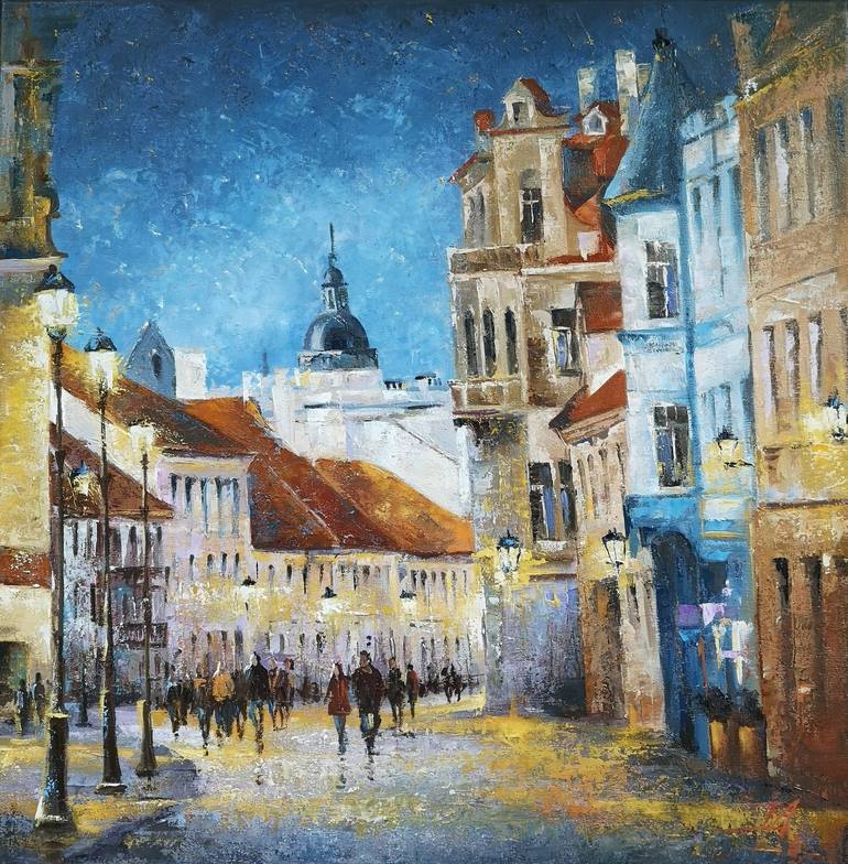 Vilnius old town Painting by Diana Serviene | Saatchi Art