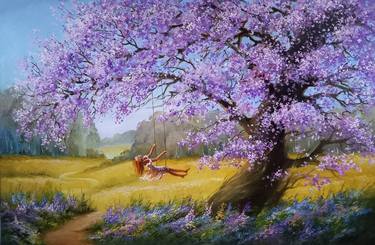 Original Photorealism Garden Paintings by Diana Serviene
