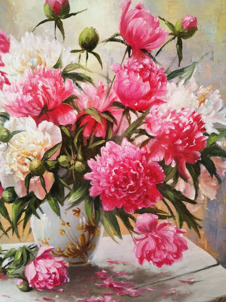 Original Abstract Expressionism Floral Painting by Diana Serviene