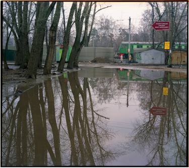 landscape with puddle and train - Limited Edition of 13 thumb