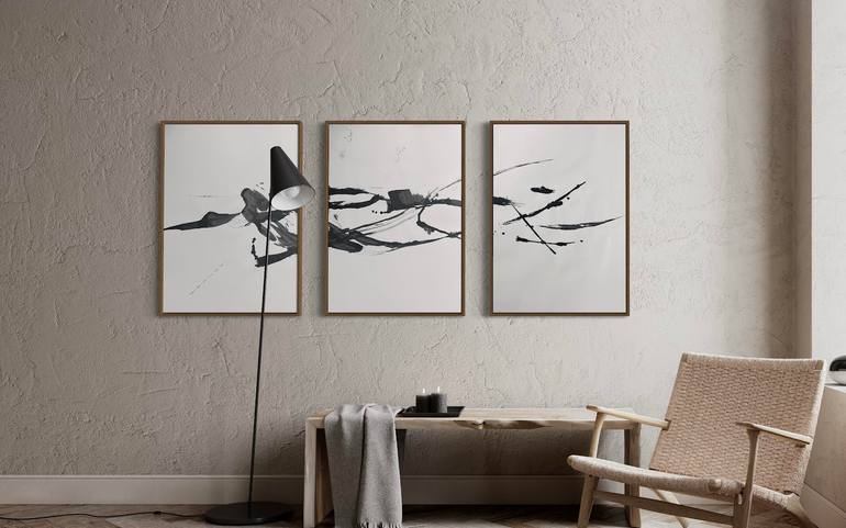 Original Black & White Abstract Painting by Sarah May