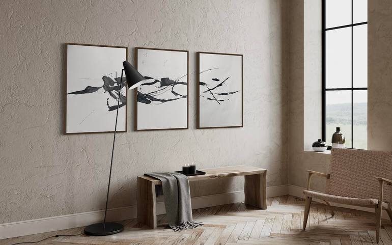 Original Black & White Abstract Painting by Sarah May