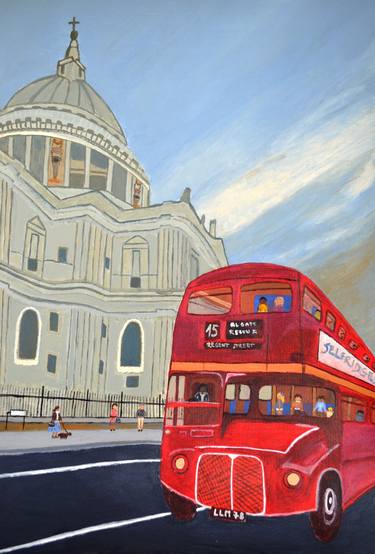 St. Paul Cathedral and London bus thumb