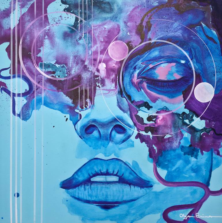 Original Body Painting by Olya Enina | Abstract Art on Canvas | Blue soul