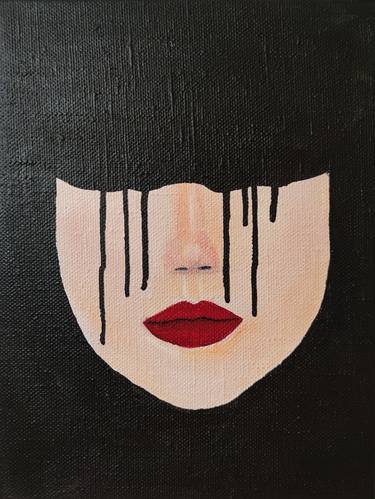 Black widow, original abstract painting, minimalistic, black thumb