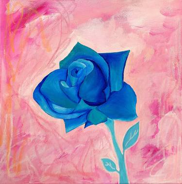 Blue rose. Small flowers painting abstract botanical thumb