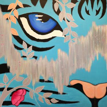 In the middle. Large tiger painting cute cat butterflies thumb