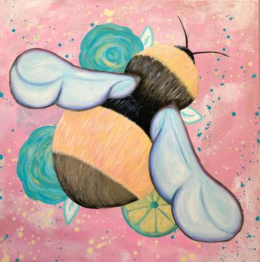 Bumblebee. Medium cute bee painting realism for kids room thumb