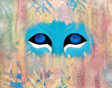 Blue eyed. Medium animal painting lion cat eyes jungle thumb