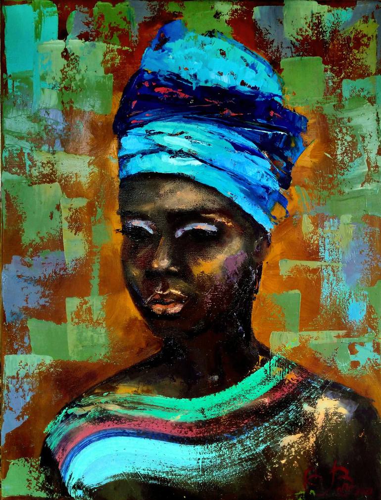 African Queen Painting African American Original Art Black Girl Wall ...