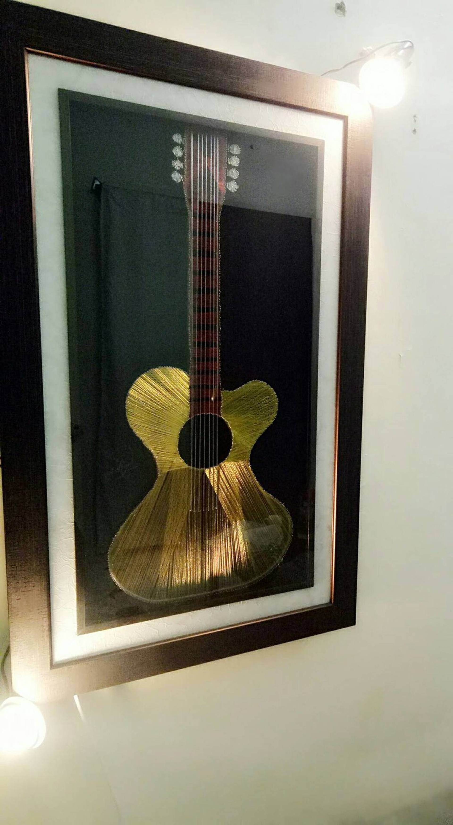 Acoustic Guitar ( String Art) Outdoor Sculpture by Naveed Azam