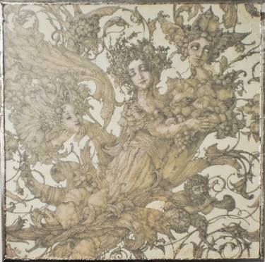 Original Baroque Classical Mythology Mixed Media by Kateryna Yerokhina