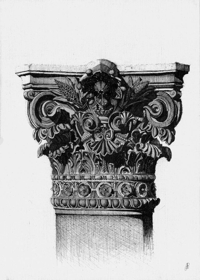 Original Black & White Architecture Drawings by Antonietta Positano