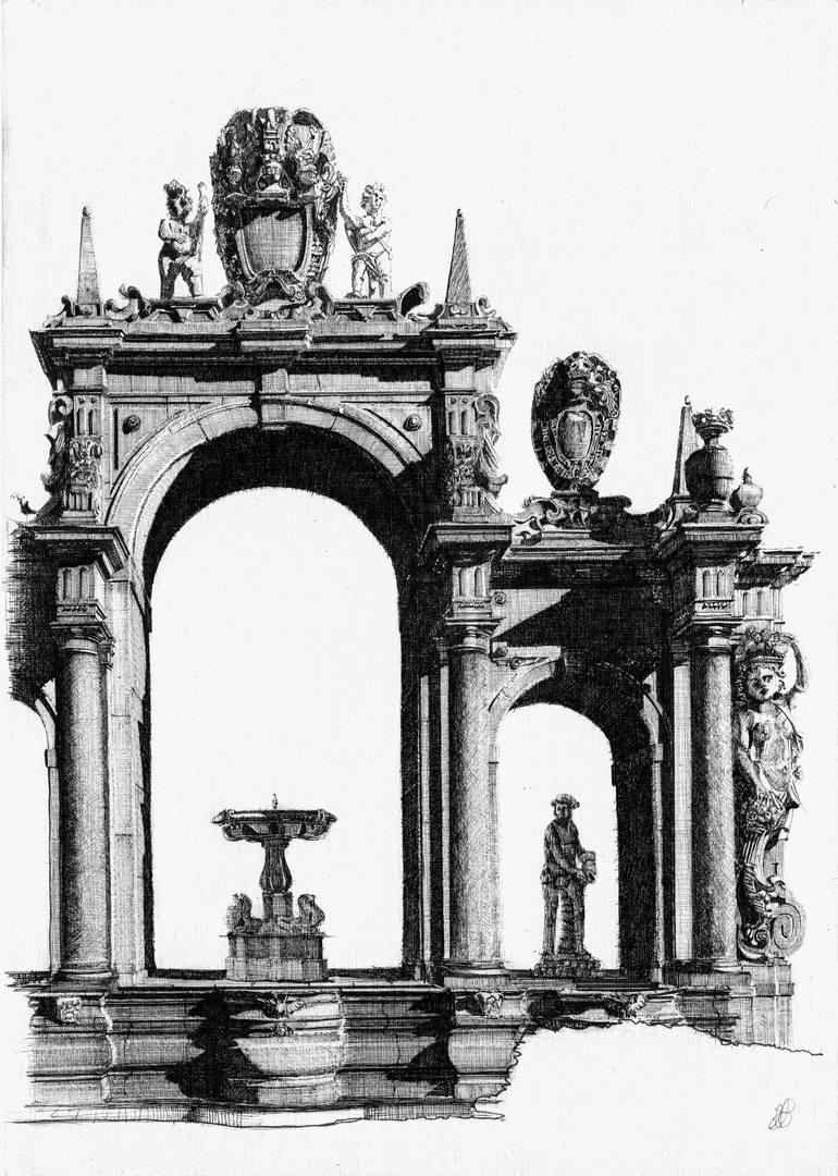 Original Black & White Architecture Drawings by Antonietta Positano