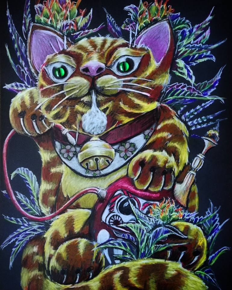 Original Gaming Cats Drawing by Zhead Headz