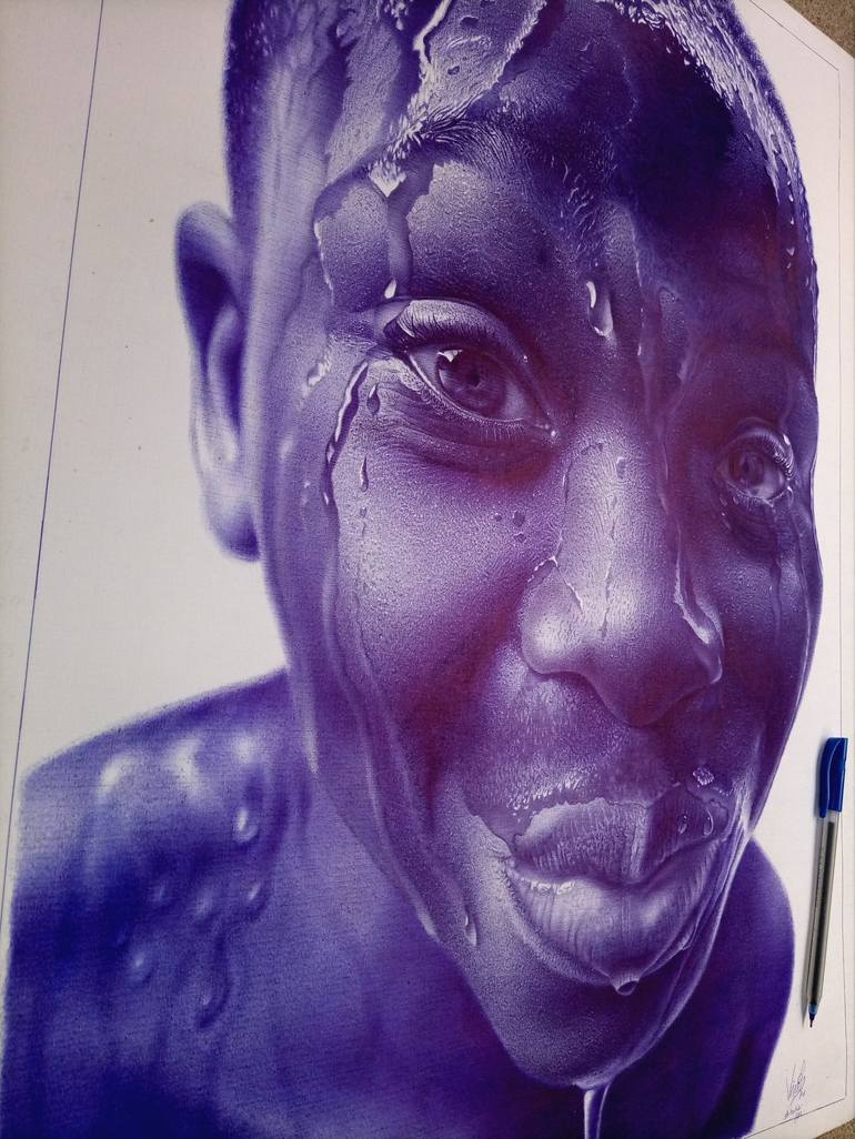 Original Photorealism People Drawing by Ebuka Emmanuel