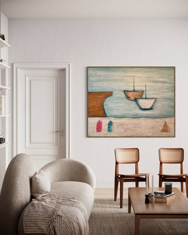 Original Abstract Boat Painting by Emma Fima