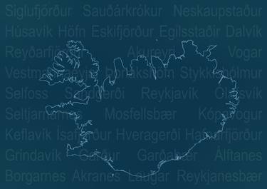 Iceland map by cities - Limited Edition of 17 thumb