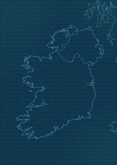 Ireland map by cities - Limited Edition of 17 thumb