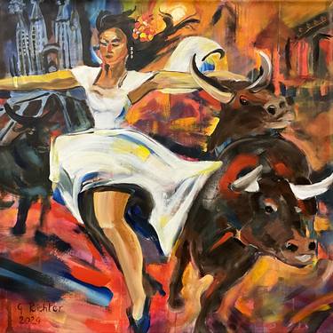 Original Abstract Expressionism Women Painting by Gabor Richter
