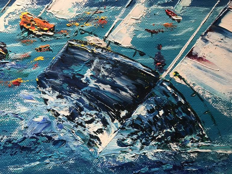 Original Abstract Sailboat Painting by Thomas Harjus