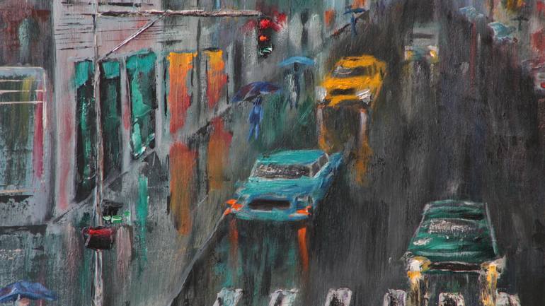 Original Abstract Cities Painting by Thomas Harjus