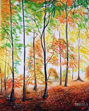 Original Figurative Seasons Paintings by Tahira Quliyeva
