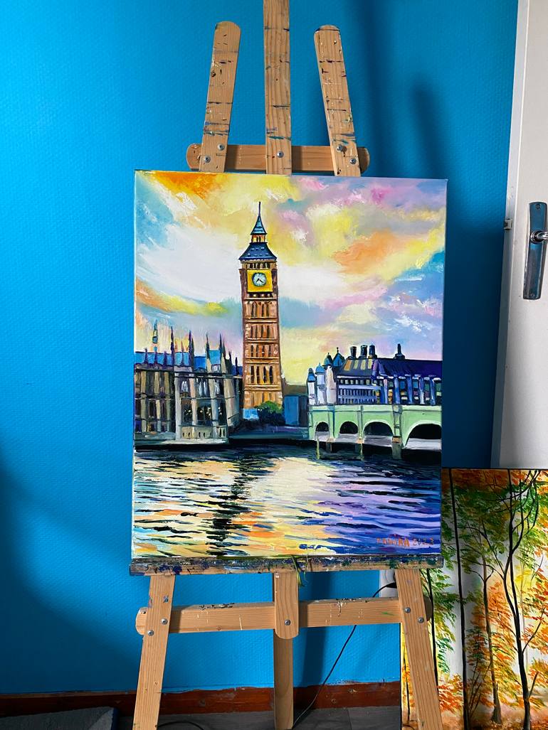 Original Art Deco Cities Painting by Tahira Quliyeva