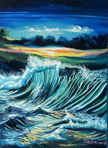 Print of Contemporary Seascape Paintings by Tahira Quliyeva