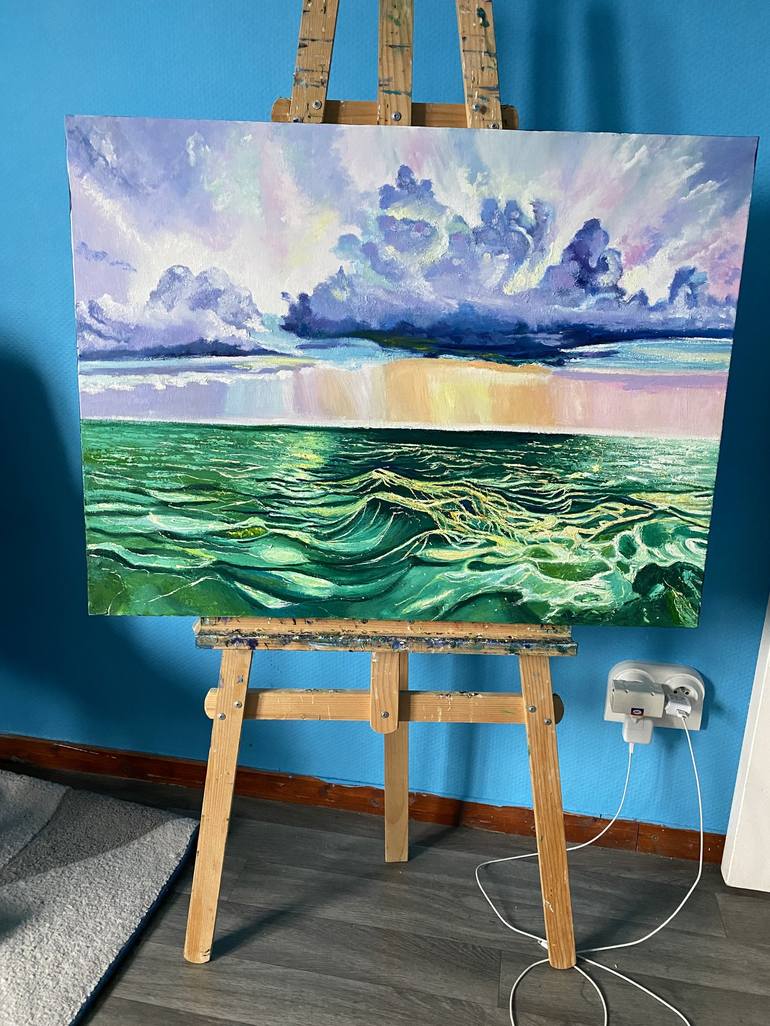Original Contemporary Seascape Painting by Tahira Quliyeva