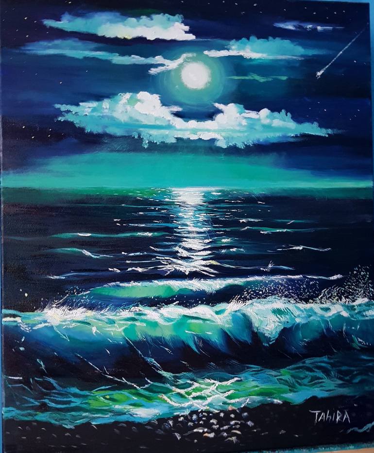 night sea painting