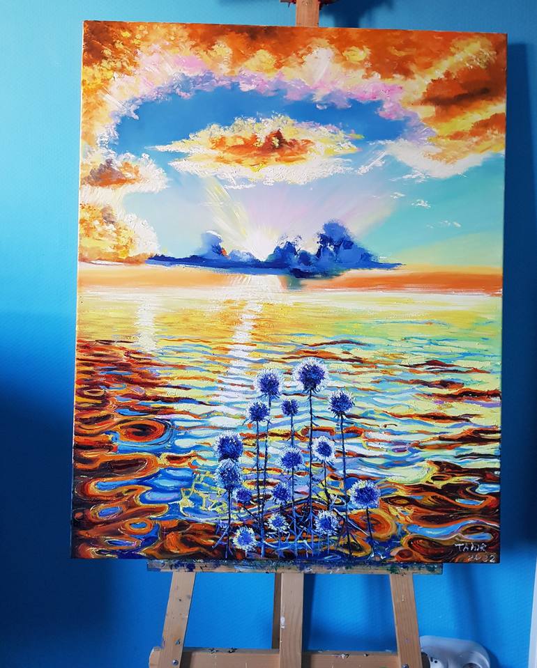 Original Abstract Seascape Painting by Tahira Quliyeva