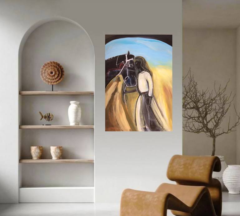 Original Impressionism Horse Painting by Sky Moni