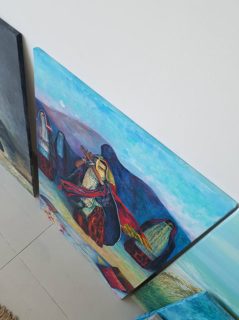Original Folk People Painting by Diana Shaykhutdinova