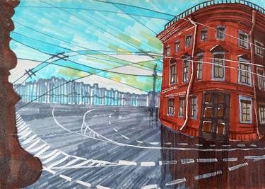 Original Fine Art Cities Drawings by Irina Shadrina