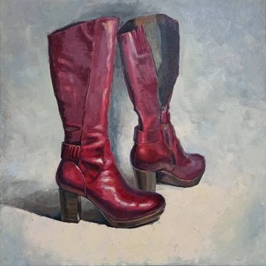 Burgundy women's boots | 50x50 cm | thumb