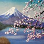 Collection Mountain landscape. Oil painting