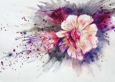 Original Abstract Floral Mixed Media by Marijena Golubović Junod